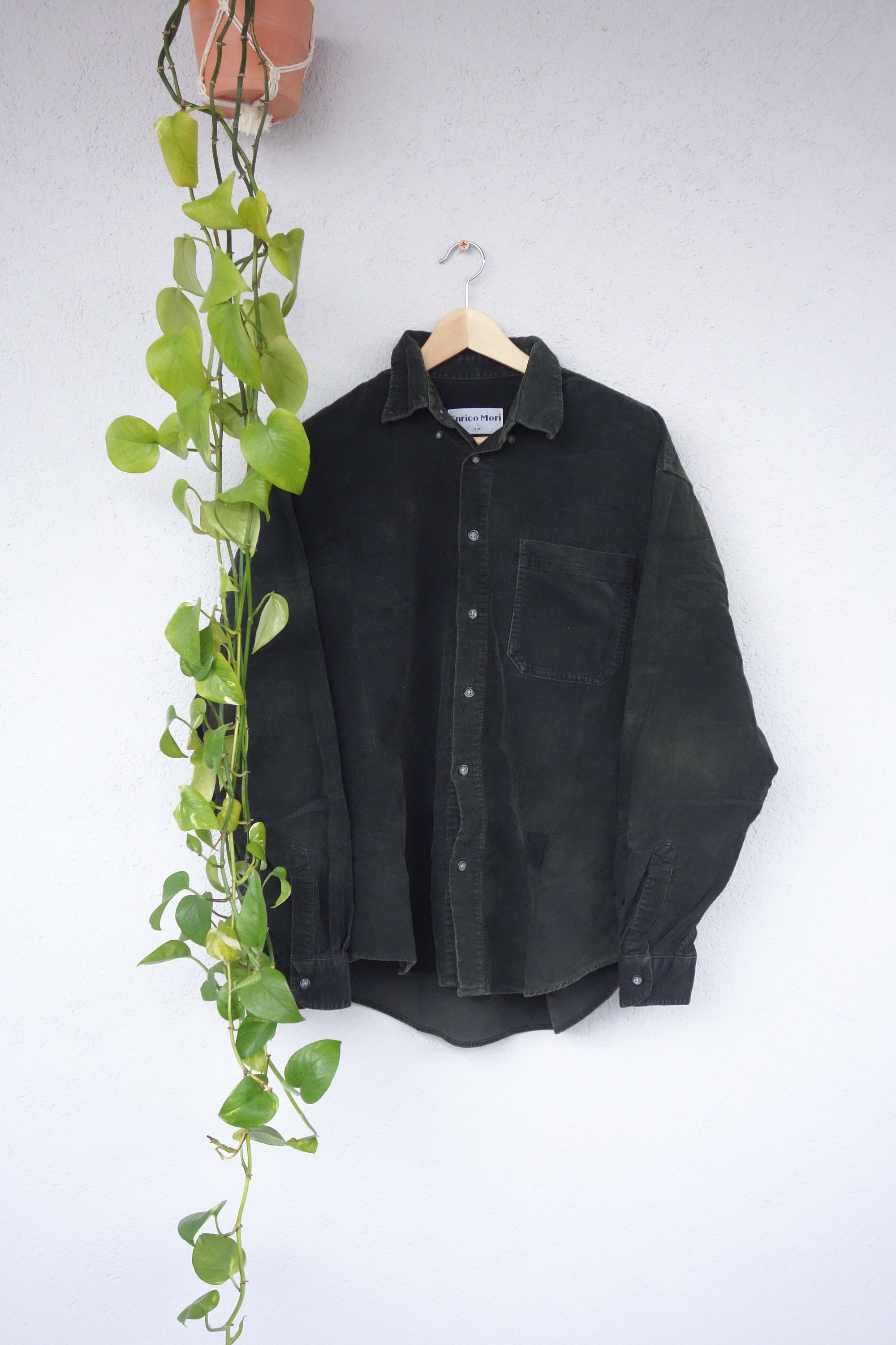 Vintage Enrico Mori Kordhemd Baumwollshirt Gr. L Langarmhemd retro 80s 90s Etsy