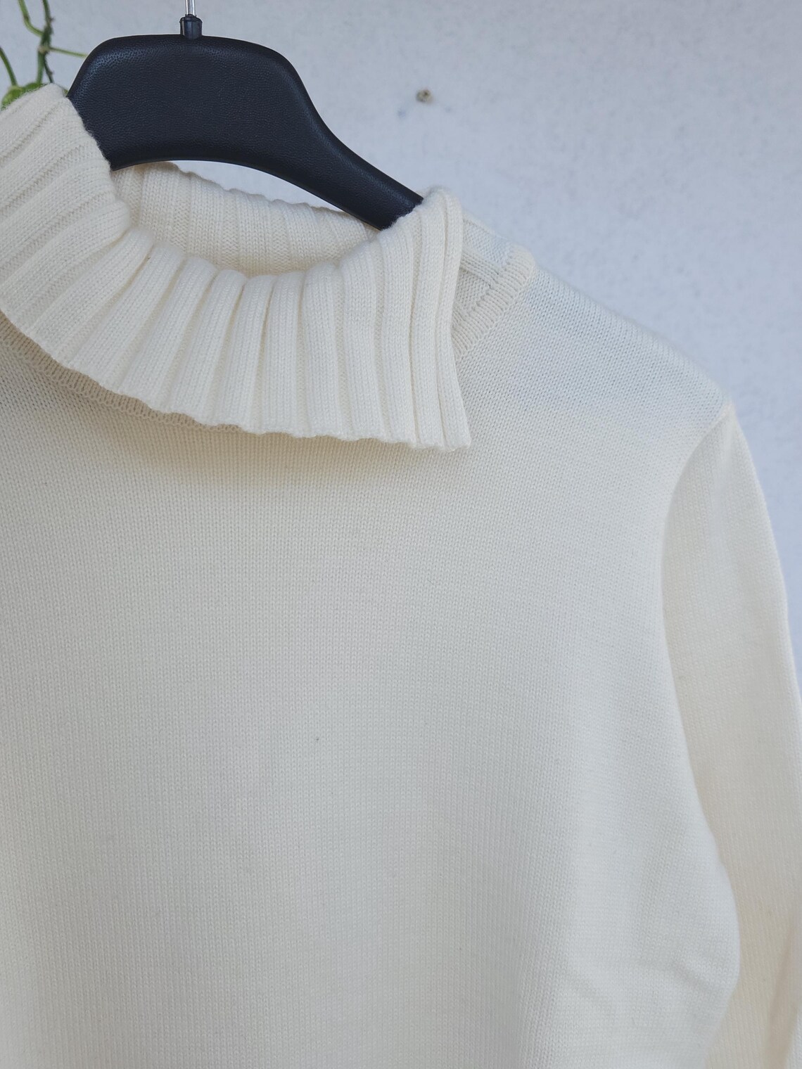 Vintage 90s Strickpullover mit Rollkragen von Kelch - Damen Größe 40 (L) - knitted Merinowolle Sweater mit Streifen, foto 4 di 5