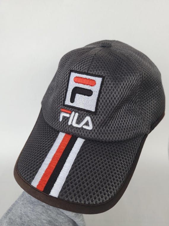 Vintage graue FILA Cap mit Aufstick - Einheitsgröße - casual Kappe Käppi - retro sportswear