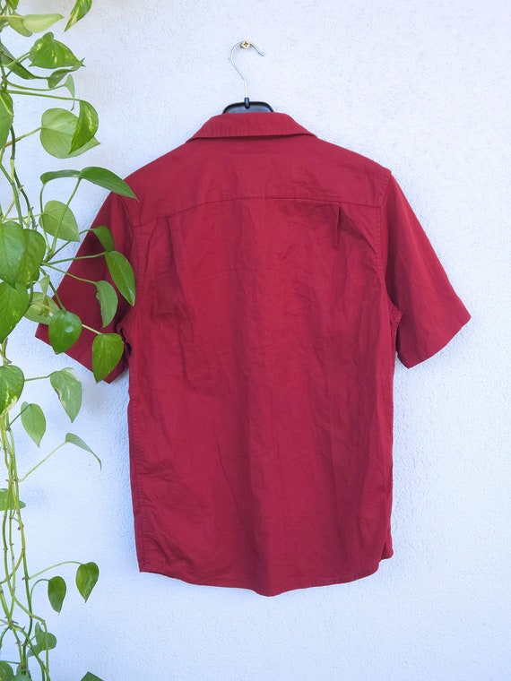 Vintage Wrangler shirt short sleeve size S red ca… - image 2
