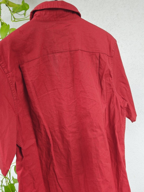 Vintage Wrangler shirt short sleeve size S red ca… - image 3
