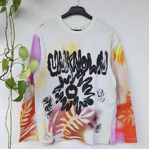 Grafisk sweatshirt från Weekday med lövtryck och blommor i Y2K-stil - unisex storlek S - tie-dye-tröja boho hippie