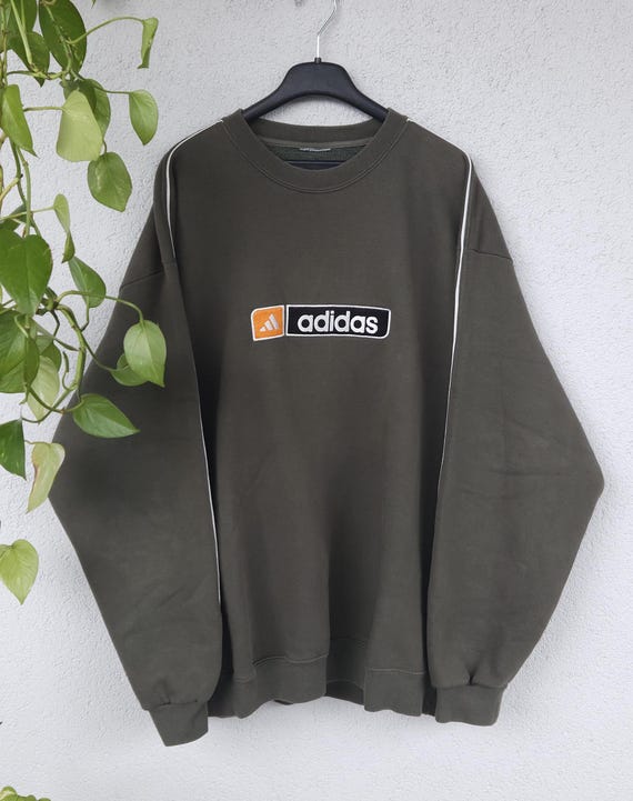 Vintage Adidas Crewneck Sweater retro Pullover Herren XL khaki