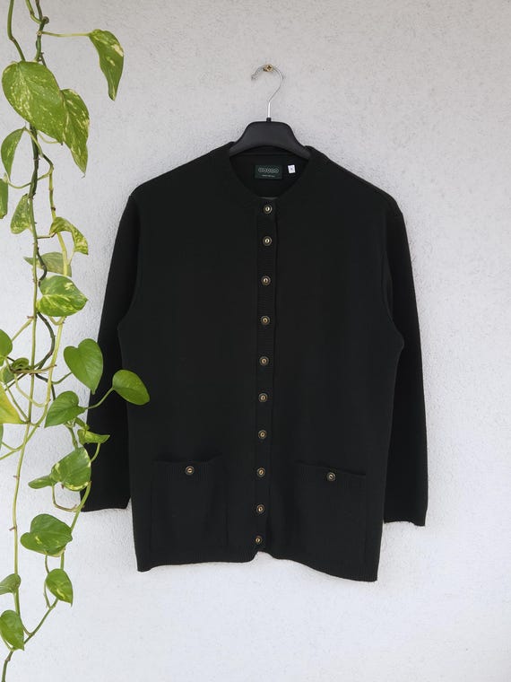 Vintage 90s Cardigan Strickjacke von Canda - Damen Größe M - grüne Sweatshirt Weste Strick - retro knitwear