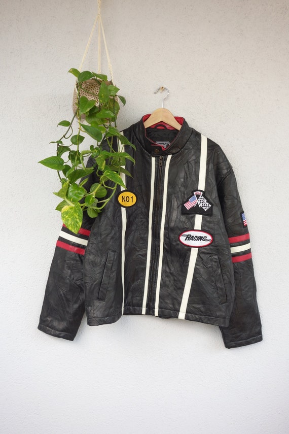 Vintage Leather Jacket Biker Jacket Genuine Leathe