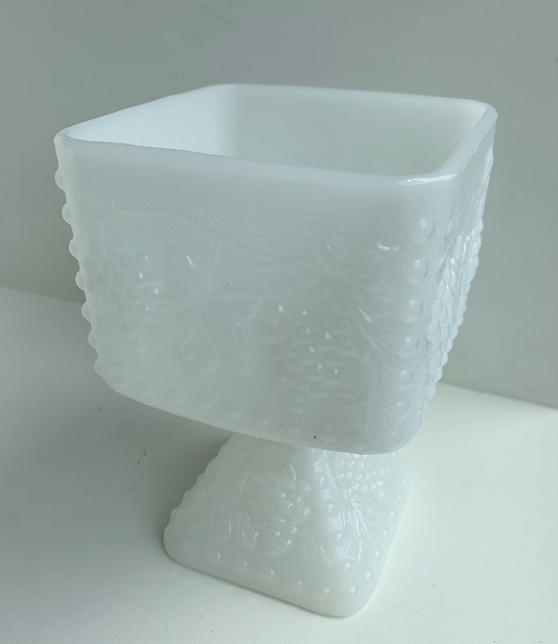 Vintage Milk Glass Pedestal Serving Bowl Etsy