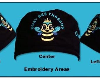 Personalized Embroidery Area on a Busy Bee Threads Cap or Other Item