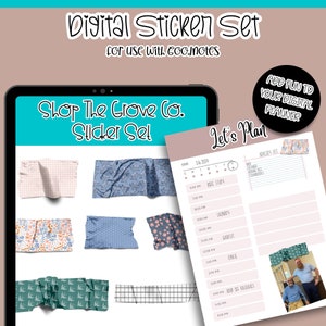 Adesivos de planejador digital pré-cortados - Adesivos de fita Washi mista - Goodnotes - Goodnotes Planner Adesivos de diário digital - 5 conjuntos