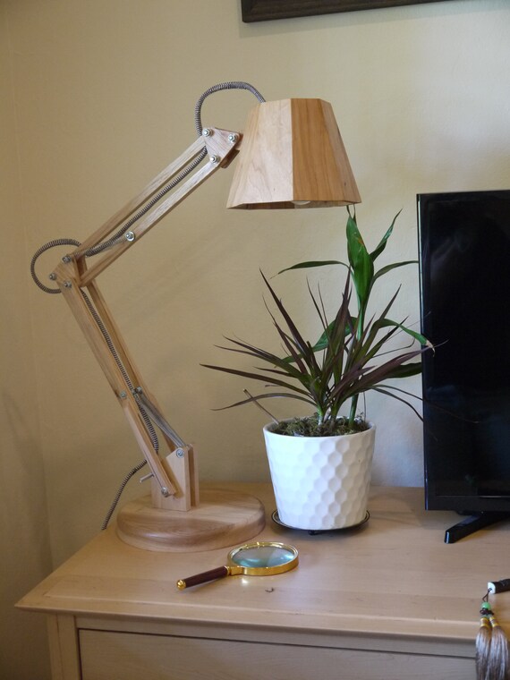 Vintage Wooden Adjustable Desk Lamp Hardwood Anglepoise lamp Etsy