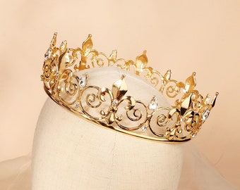 European Style Royal Family Cystal Diamond Classic King Lord Queen Corwn Tiara Shakespeare Cosplay Hair Accesories Party Dram Prom