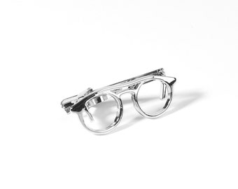 Retro Silver Glasses Optometrists Ophthalmologists Opticians Nerd Phd Tie Clip