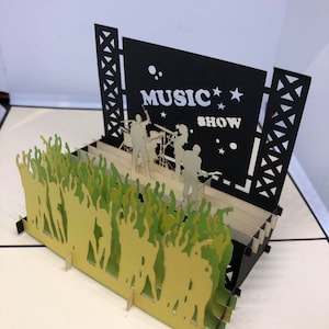 Biglietto pop-up 3D - Spettacolo musicale - Festa musicale - Concerto MS01