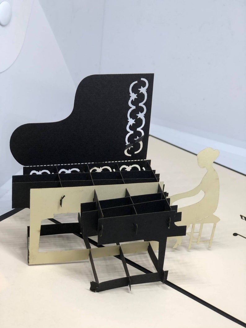 Cartão pop-up de piano 3D - Música - Festa musical MS02 imagem 2