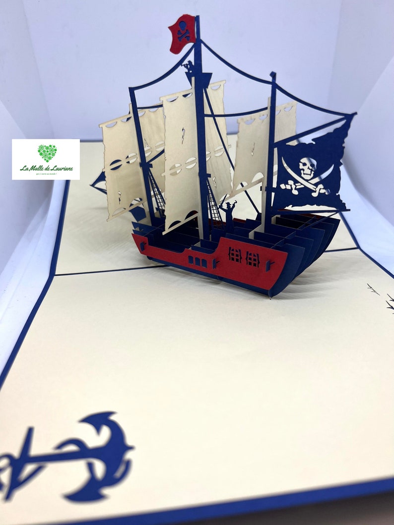Carte pop-up 3D BATEAU - PIRATE- Anniversaire SN04 image 5