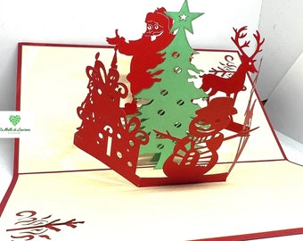 Joyeux Noël - Joyeuses Fêtes - Cartes de vœux pop-up 3D Pop Up: Scène Noel avec ses décorations. NOEL32