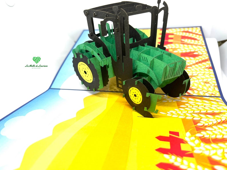 Carte pop-up 3D Tracteur - Ferme - Véhicule- Anniversaire TR01 image 1