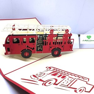Cartão pop-up 3D Caminhão de bombeiros - Veículo - Aniversário CP05 imagem 2