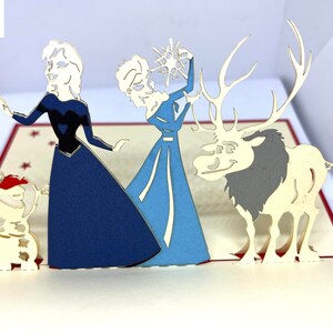 Carte pop-up 3D - Anniversaire - Happy Birthday - La Reine des Neiges - Elsa - Anna - Olaf - Frozen SN06 画像 2