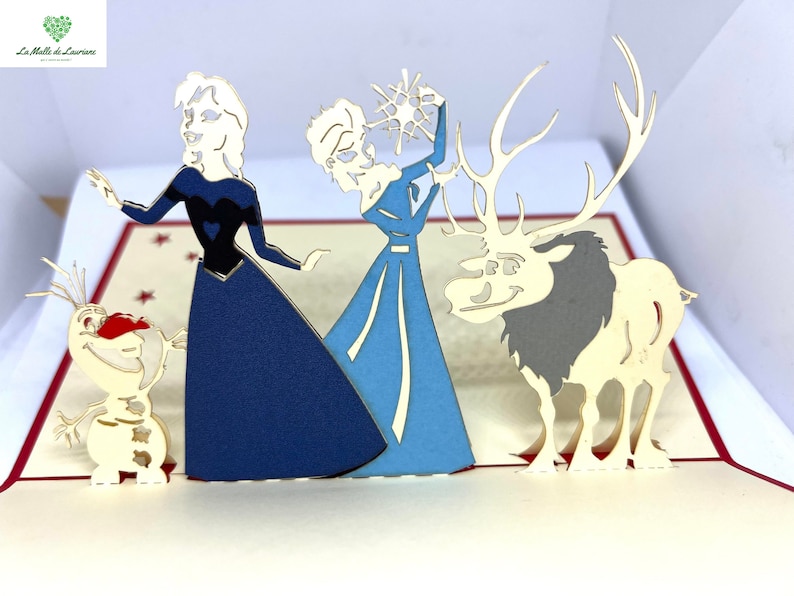 Carte pop-up 3D - Anniversaire - Happy Birthday - La Reine des Neiges - Elsa - Anna - Olaf - Frozen SN06 画像 2