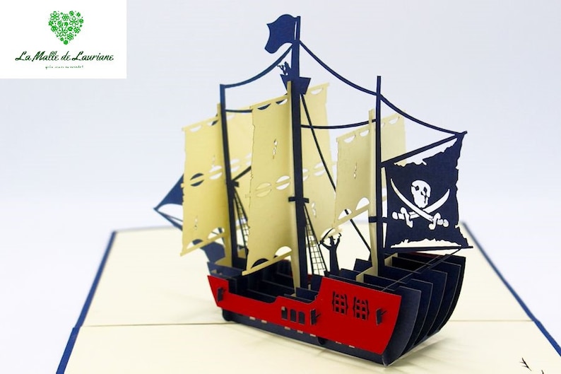 Carte pop-up 3D BATEAU - PIRATE- Anniversaire SN04 image 1