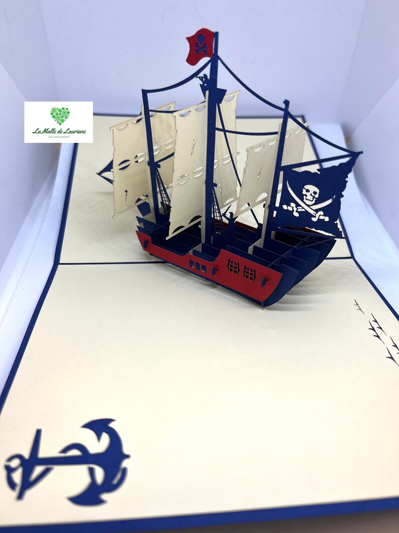 Carte pop-up 3D BATEAU - PIRATE- Anniversaire SN04 image 2
