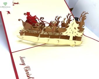 Joyeux Noël - Joyeuses Fêtes - Cartes de vœux pop-up 3D Pop Up: Traineau Noel NOEL33