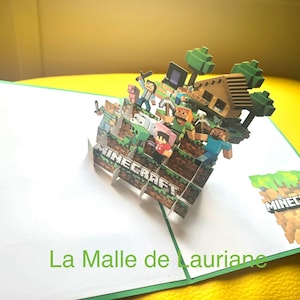 Carte pop-up 3D Minecraft - Manga - Game - Jeux - Anniversaire image 2