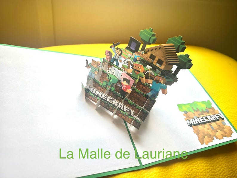 Carte pop-up 3D Minecraft - Manga - Game - Jeux - Anniversaire image 2