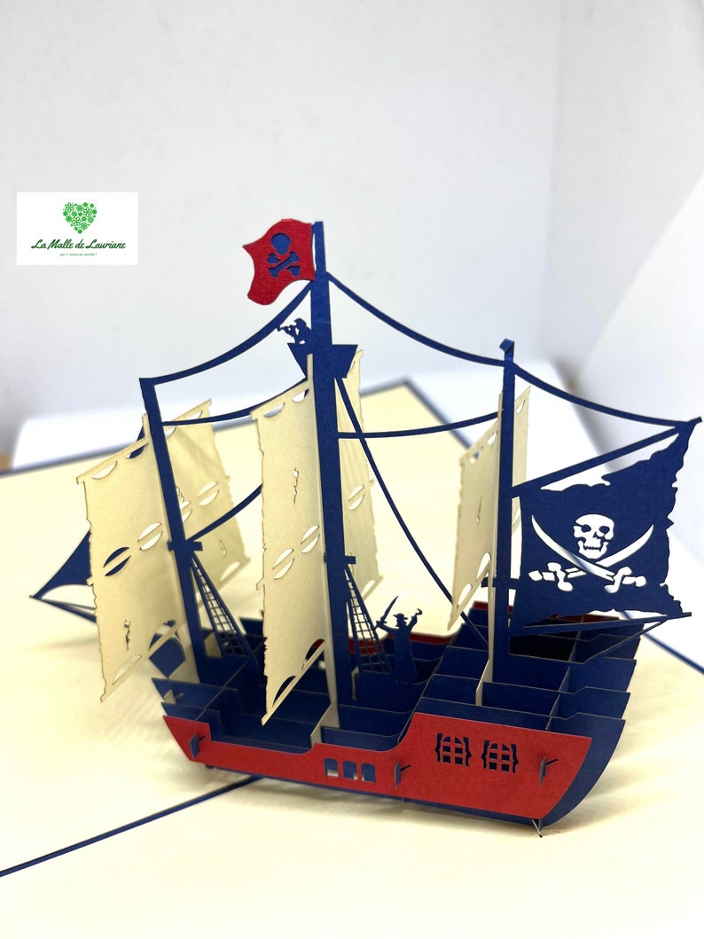 Carte pop-up 3D BATEAU - PIRATE- Anniversaire SN04 image 4