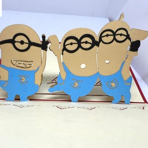 Carte pop-up 3D - Anniversaire - Happy Birthday - les Minions - Minion SN07 画像 2