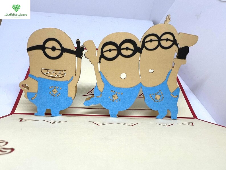 Carte pop-up 3D - Anniversaire - Happy Birthday - les Minions - Minion SN07 画像 2