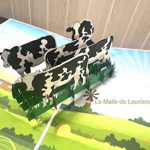 Carte pop-up 3D Vache - animaux - Ferme - Jeux - Anniversaire