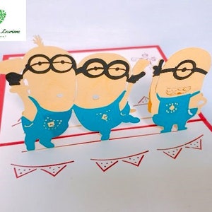 Carte pop-up 3D - Anniversaire - Happy Birthday - les  Minions - Minion SN07