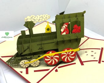 Joyeux Noël - Joyeuses Fêtes - Cartes de vœux pop-up 3D Pop Up: Train Noel NOEL36