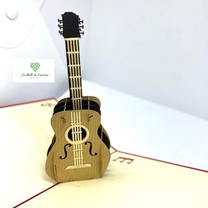 Carte pop-up 3D Guitare  Musique - Fête de musique Anniversaire MS03