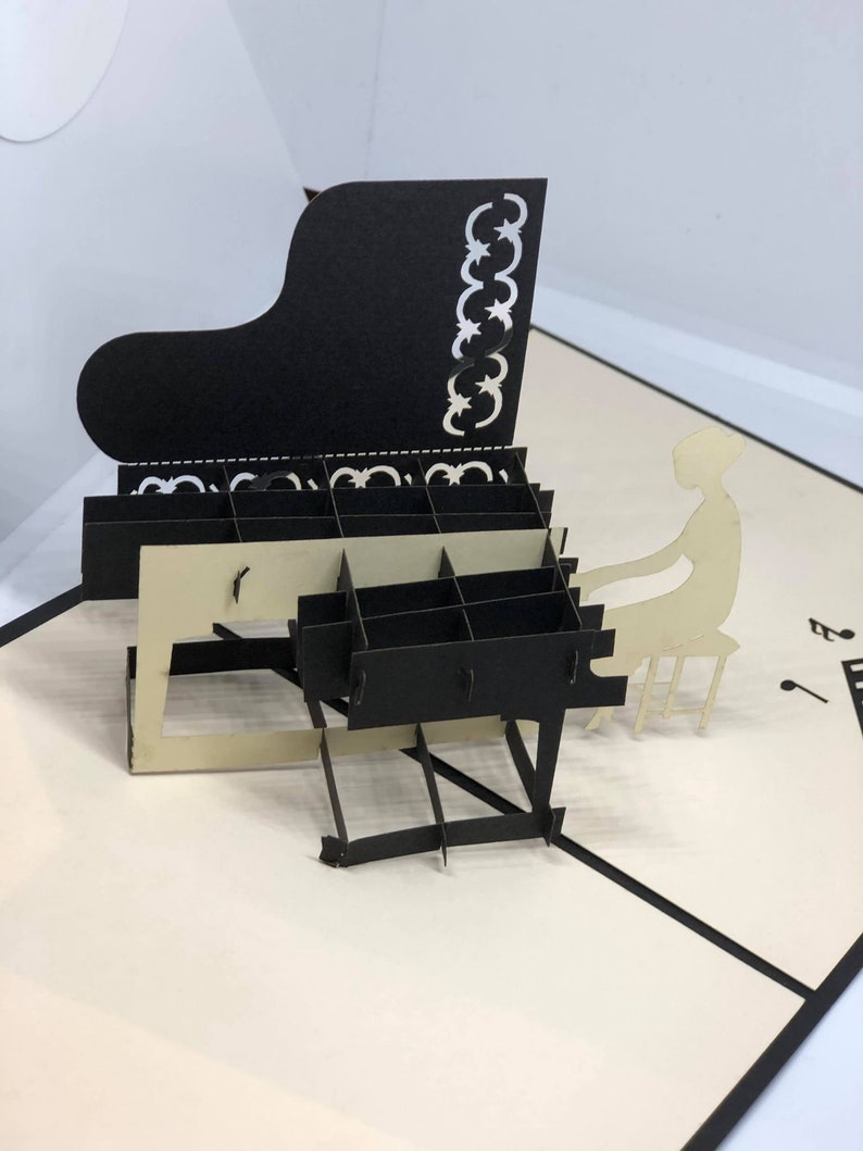 Cartão pop-up de piano 3D - Música - Festa musical MS02 imagem 1