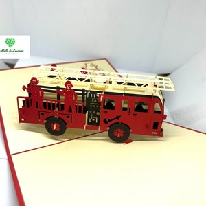 Carte pop-up 3D Camion pompier - Véhicule- Anniversaire CP05