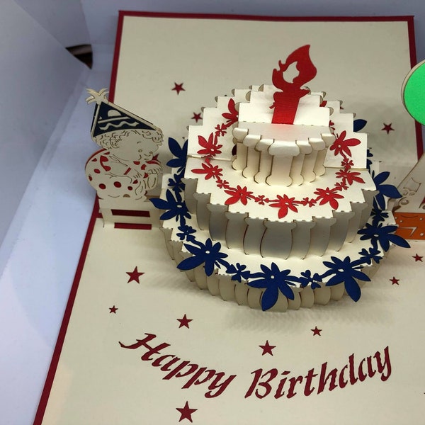 Carte pop-up 3D - Anniversaire - Happy Birthday SN01