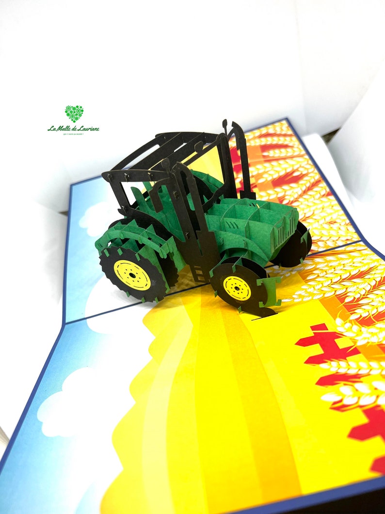 Carte pop-up 3D Tracteur - Ferme - Véhicule- Anniversaire TR01 image 3