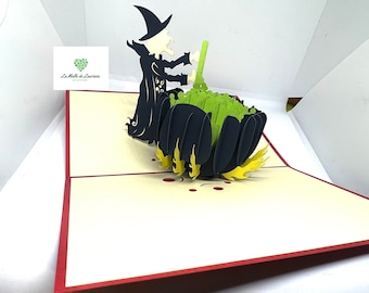 Carte pop-up 3D - Anniversaire - Happy Birthday Halloween - Sorcière HW01