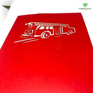 Cartão pop-up 3D Caminhão de bombeiros - Veículo - Aniversário CP05 imagem 5