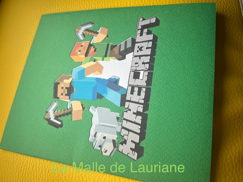 Carte pop-up 3D Minecraft - Manga - Game - Jeux - Anniversaire image 4