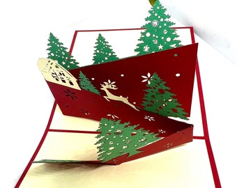 Joyeux Noël - Joyeuses Fêtes - Cartes de vœux pop-up 3D Pop Up: Sapin Noel . NOEL30