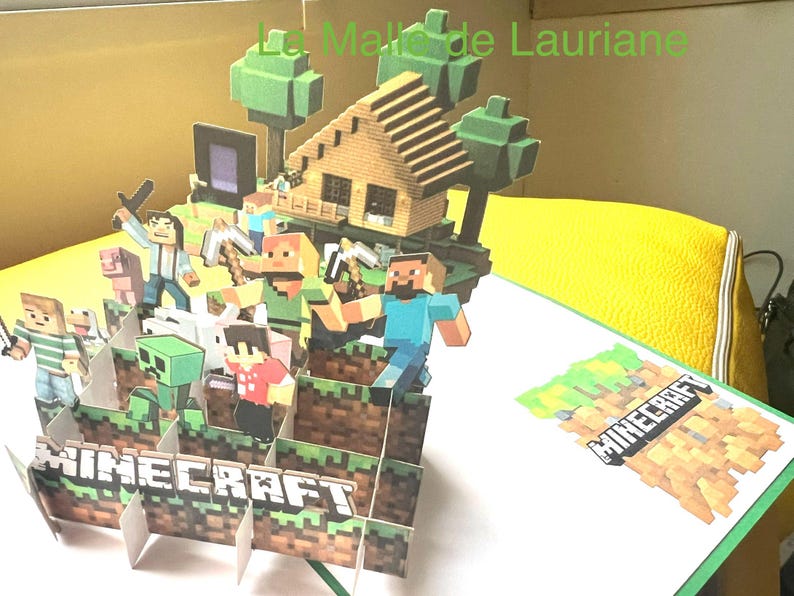 Carte pop-up 3D Minecraft - Manga - Game - Jeux - Anniversaire image 3