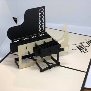 Cartão pop-up de piano 3D - Música - Festa musical MS02 imagem 3