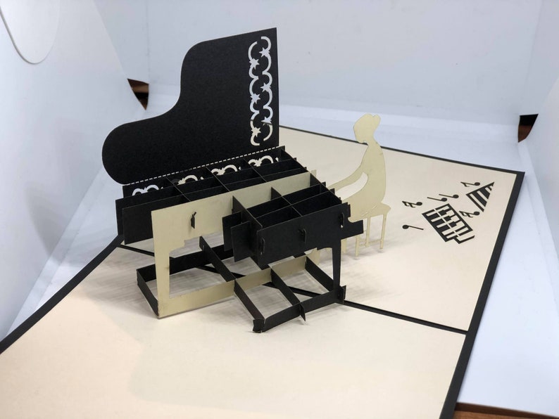 Cartão pop-up de piano 3D - Música - Festa musical MS02 imagem 3