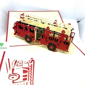Cartão pop-up 3D Caminhão de bombeiros - Veículo - Aniversário CP05 imagem 4