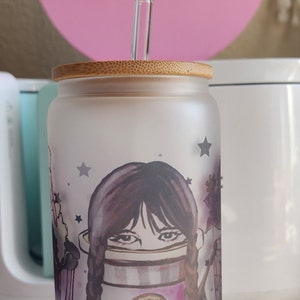 16oz Wednesday Addams Family Glass Cup