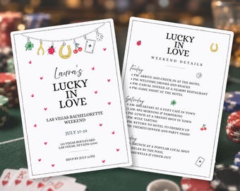 Lucky in Love Las Vegas Bachelorette Invitation – Editable Canva Template (5x7” Digital Download)