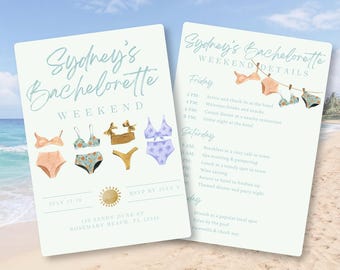 Beach Bachelorette Invitation – Editable Canva Template (5x7” Digital Download)